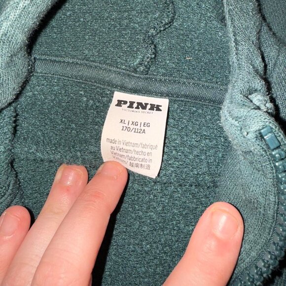 Victoria's Secret PINK campus full zip hoodie deep forest green 2024 - Picture 2 of 4